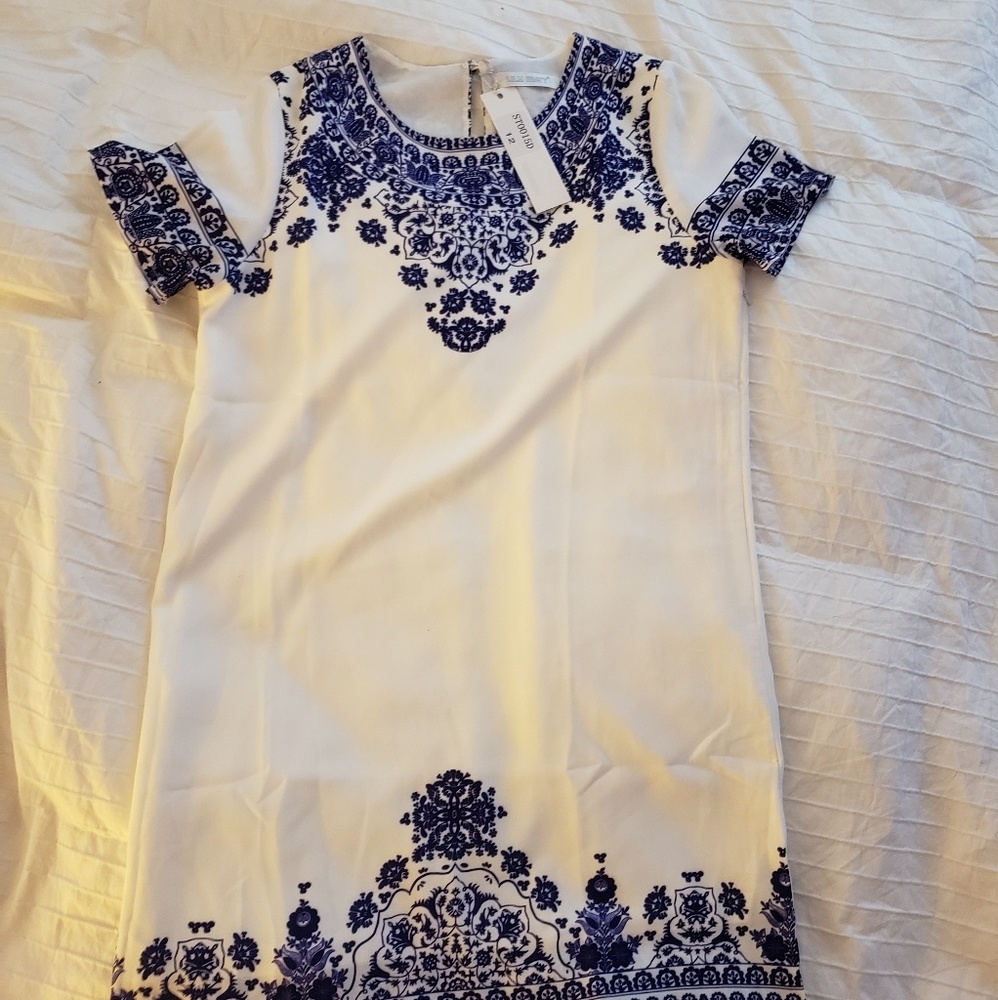 White and blue dress